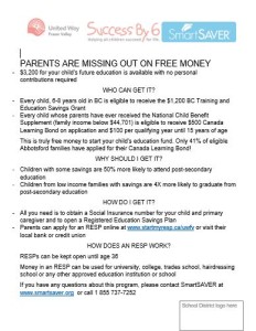 Handout - United Way Fraser Valley - Parents are missing out